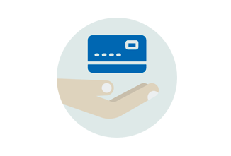 icono mano con una tarjeta